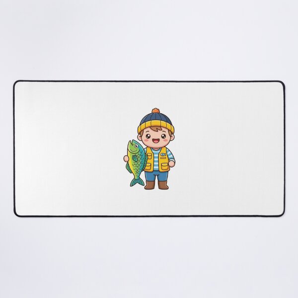 Item preview, Cute Angler Boy with Fish Kawaii designed and sold by BoosterShop.