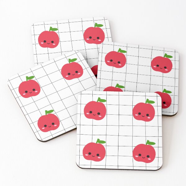 Item preview, Cute Kawaii Apple Pattern Grid Background Sweet Fruit Seamless Design designed and sold by Art IN Pack.