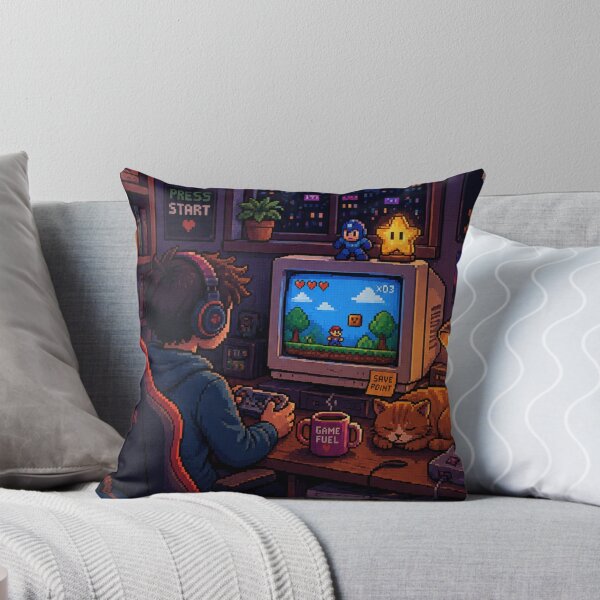 Item preview, Retro Pixel Art Gamer Room - Cozy Gaming Setup with Cat - Nostalgic 8-Bit Gaming Aesthetic designed and sold by LuxeBuzz.