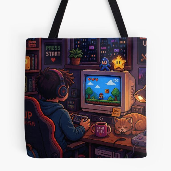 Item preview, Retro Pixel Art Gamer Room - Cozy Gaming Setup with Cat - Nostalgic 8-Bit Gaming Aesthetic designed and sold by LuxeBuzz.