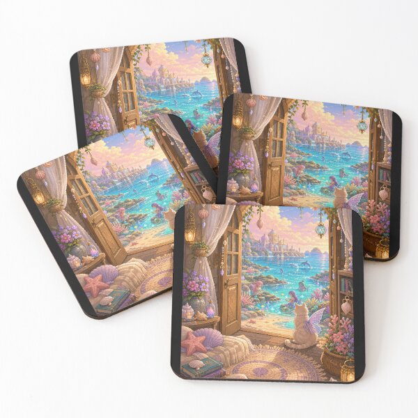 Item preview, Winged Cat at the Enchanted Mermaid Cove  designed and sold by Sketchlegacy.