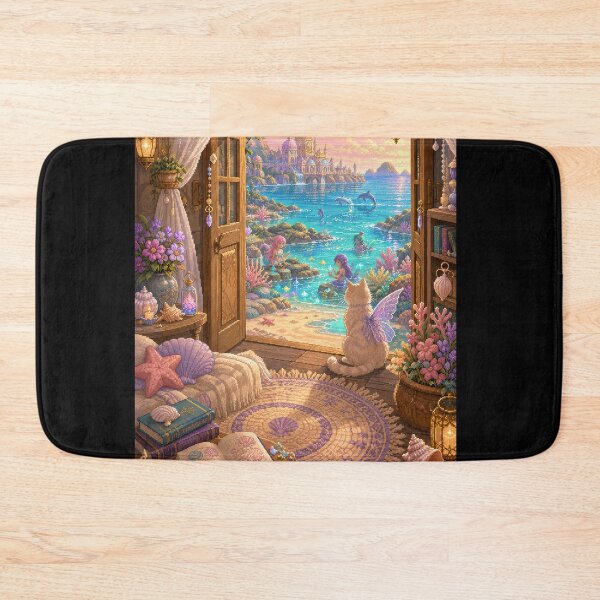 Item preview, Winged Cat at the Enchanted Mermaid Cove  designed and sold by Sketchlegacy.