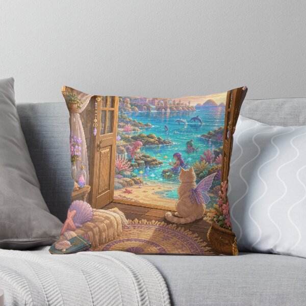 Item preview, Winged Cat at the Enchanted Mermaid Cove  designed and sold by Sketchlegacy.