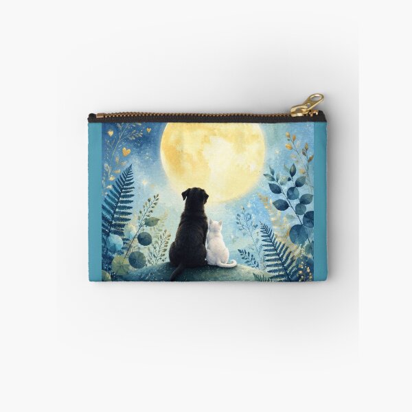 Item preview, Dog and Cat Under the Full Moon | Magical Watercolor Illustration Starry Night designed and sold by Natalia-Vlad.