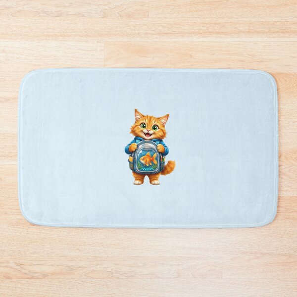 Item preview, Cute Ginger Cat with Goldfish Backpack Back to School Sticker designed and sold by OksArtStudio.