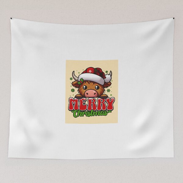 Item preview, Merry Christmas Highland Cow Sweet Christmas Cow designed and sold by BoosterShop.
