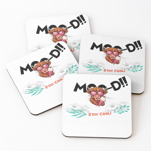 Item preview, MOO-D Highland Cow with sunglasses and ice cream designed and sold by BoosterShop.