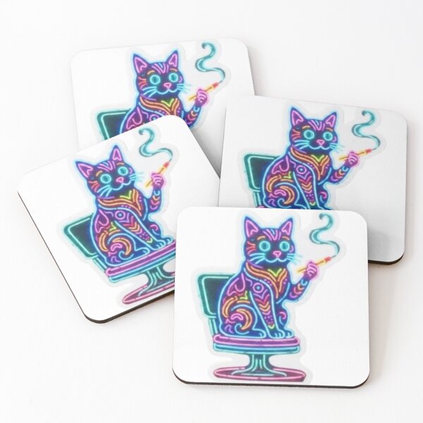Item preview, Neon Cat Lounge Sticker Design designed and sold by Snurly.