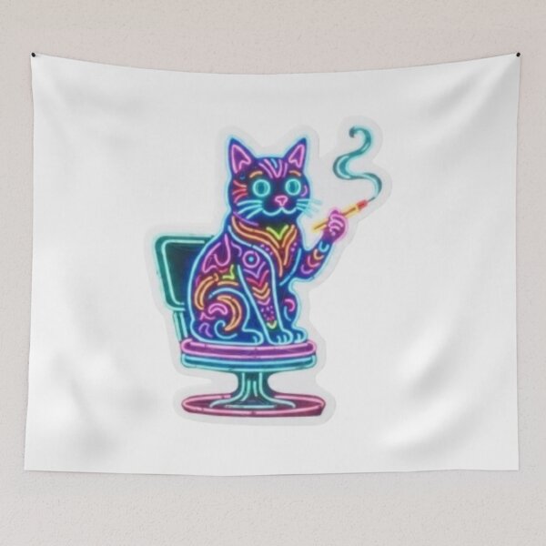 Item preview, Neon Cat Lounge Sticker Design designed and sold by Snurly.