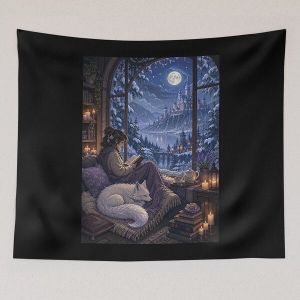 Item preview, Moonlit Reading with the Snow Fox  designed and sold by Sketchlegacy.
