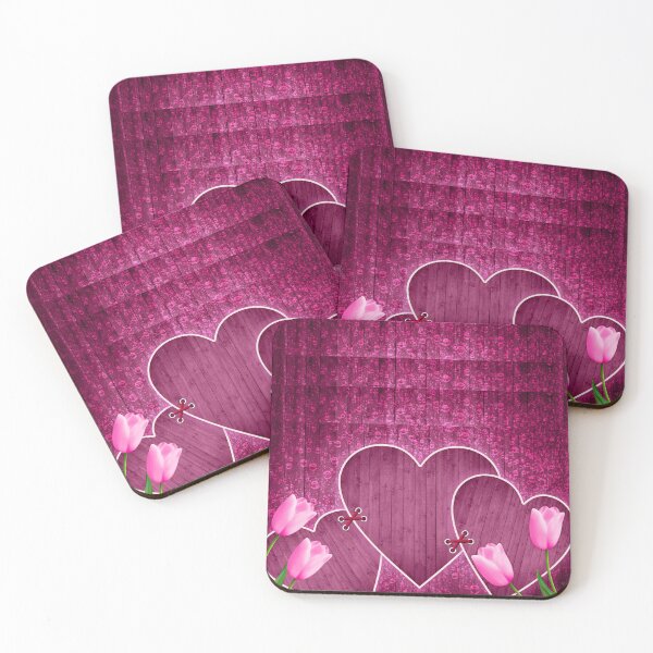 Item preview, Pink Hearts & Tulips – Cute Romantic Floral Design designed and sold by BhavyaMR.