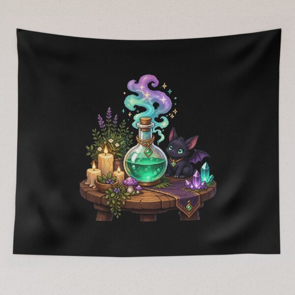 Item preview, Emerald Potion and the Winged Cat Familiar  designed and sold by Sketchlegacy.