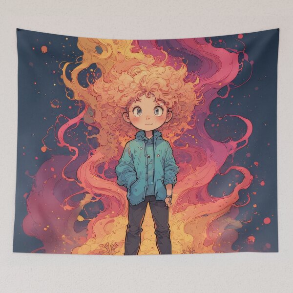 Item preview, Child amidst a colorful explosion of life's energy designed and sold by Mianku | Für das Leben.