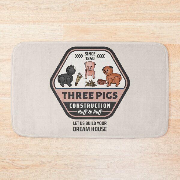 Item preview, Three Pigs Construction Company Logo designed and sold by Unhinged Heather.