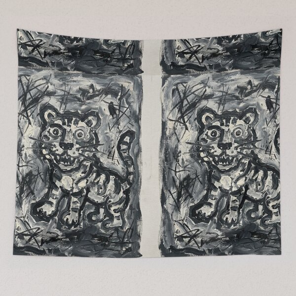 Item preview, Wild Tiger Painting in the Vibrant CoBrA Expressionist Fine Art Style designed and sold by OddlySticky.