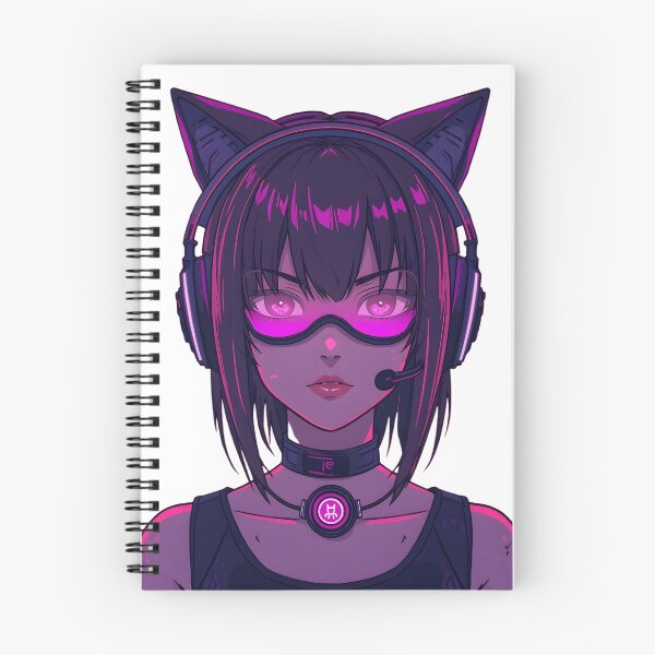 Item preview, Neon Cyberpunk Cat Ear Headphones Anime Girl designed and sold by tokstoremx.