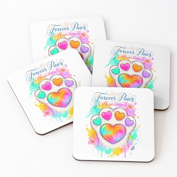 Item preview, Forever Paws Heartbeats Rainbow Paw Print Pet Art designed and sold by ExploreAura Studio.