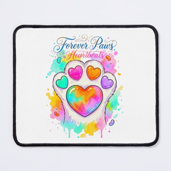 Item preview, Forever Paws Heartbeats Rainbow Paw Print Pet Art designed and sold by ExploreAura Studio.