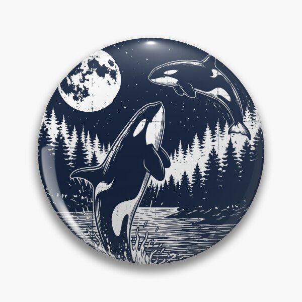 Item preview, Killer Whales Moon Starry Night Vintage Orcas Marine designed and sold by Y-Vibes.