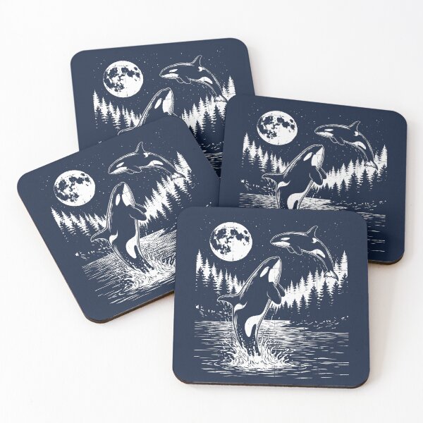 Item preview, Killer Whales Moon Starry Night Vintage Orcas Marine designed and sold by Y-Vibes.
