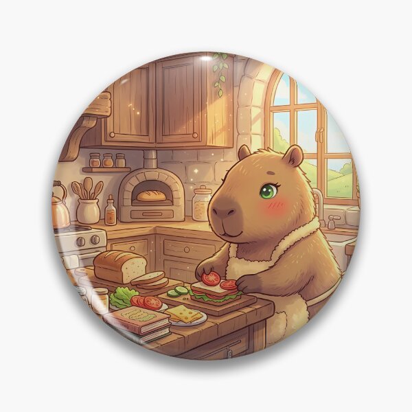 Item preview, Cute Capybara Cooking in Kitchen Kawaii Chibi Aesthetic Art designed and sold by mrsrooster.