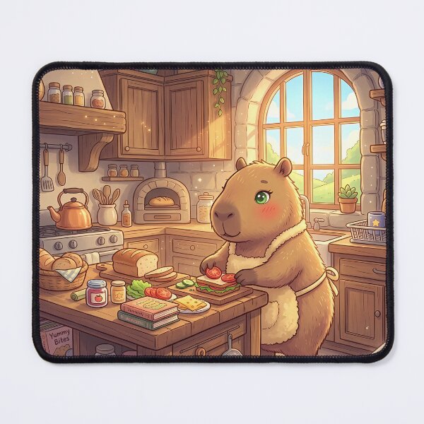 Item preview, Cute Capybara Cooking in Kitchen Kawaii Chibi Aesthetic Art designed and sold by mrsrooster.