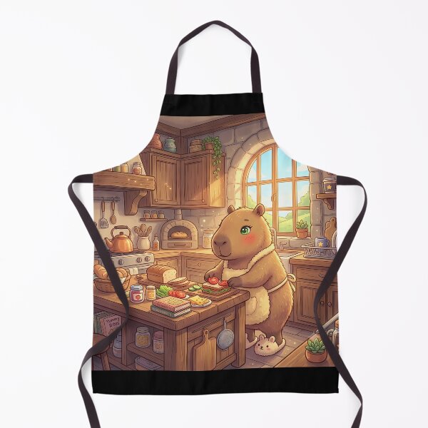 Item preview, Cute Capybara Cooking in Kitchen Kawaii Chibi Aesthetic Art designed and sold by mrsrooster.