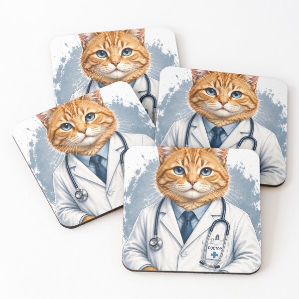 Item preview, Cute Orange Doctor Cat with Blue Eyes designed and sold by LovePrintArt.