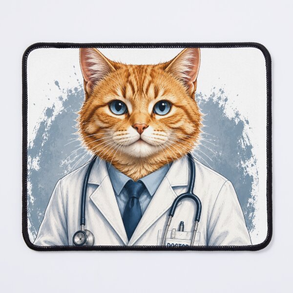 Item preview, Cute Orange Doctor Cat with Blue Eyes designed and sold by LovePrintArt.