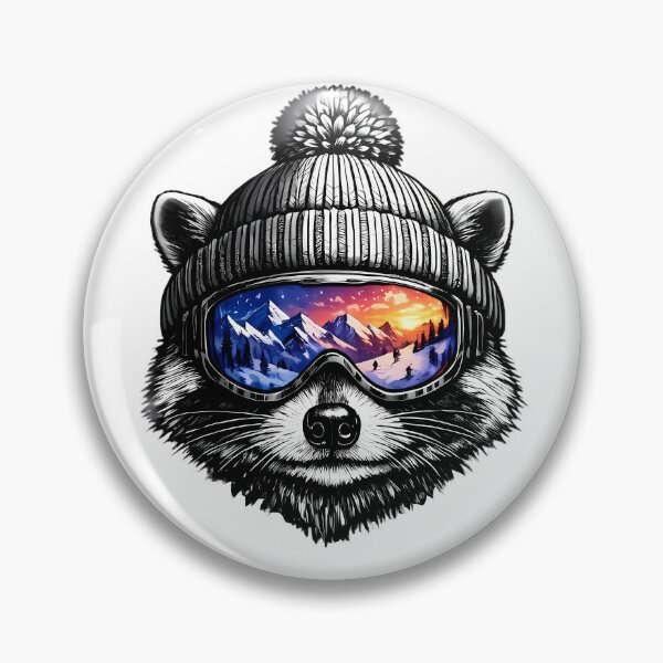 Item preview, Raccoon Wearing Beanie And Ski Goggles designed and sold by Linework Studio.
