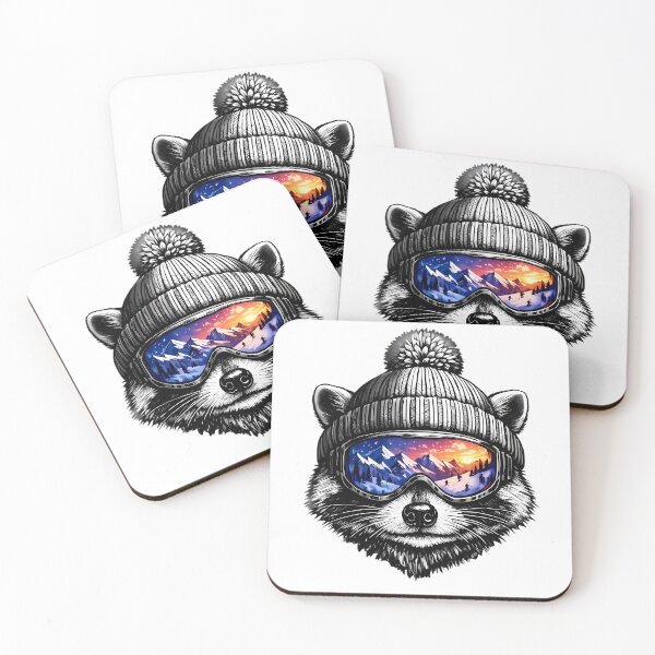 Item preview, Raccoon Wearing Beanie And Ski Goggles designed and sold by Linework Studio.