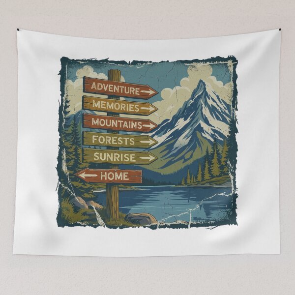 Item preview, Adventure Signpost by the Lake – Nature Journey Design designed and sold by GabeMountainArt.