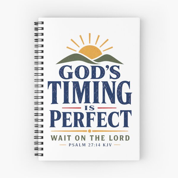Item preview, God’s Timing Is Perfect – Psalm 27:14 KJV Mountain Sunrise Christian Design designed and sold by FaithThroughEverySeason.