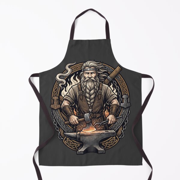Item preview, Bearded Viking Blacksmith Forging Axe Art designed and sold by MythicCotton.