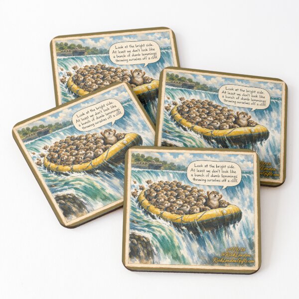 Item preview, Look at the Bright Side | Funny Lemmings Cartoon | Niagara Falls Wildlife Humor designed and sold by Rick London Gifts.