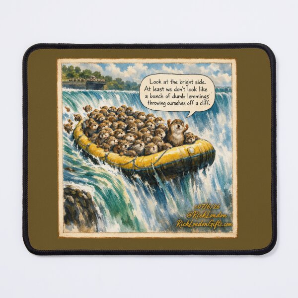 Item preview, Look at the Bright Side | Funny Lemmings Cartoon | Niagara Falls Wildlife Humor designed and sold by Rick London Gifts.