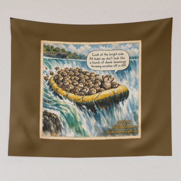 Item preview, Look at the Bright Side | Funny Lemmings Cartoon | Niagara Falls Wildlife Humor designed and sold by Rick London Gifts.