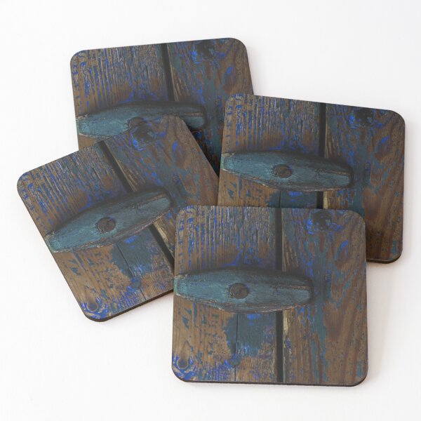 Item preview, Vintage Wooden Door Latch with Peeling Blue Paint designed and sold by NorthWild.