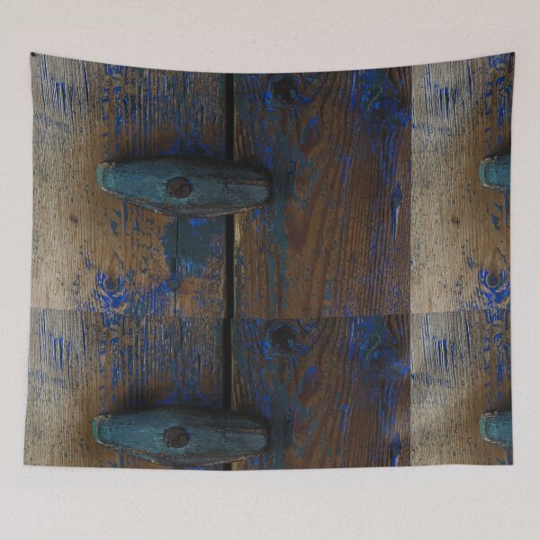 Item preview, Vintage Wooden Door Latch with Peeling Blue Paint designed and sold by NorthWild.