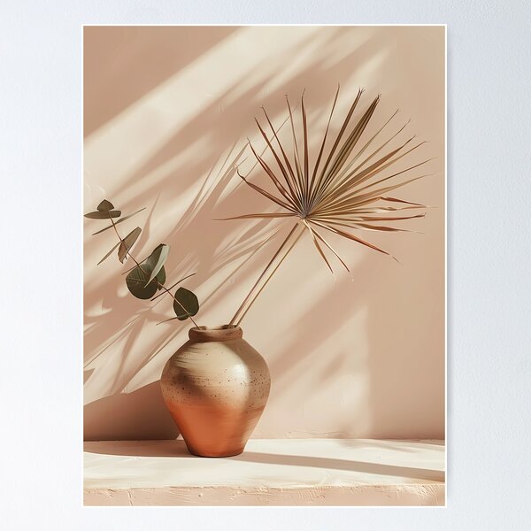 Item preview, Boho Botanical Palm Leaf in Ceramic Vase Wall Art designed and sold by Emberearth.