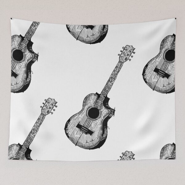 Item preview, Broken Acoustic Guitar | Gothic Blackwork Illustration  designed and sold by Marianarcezar.