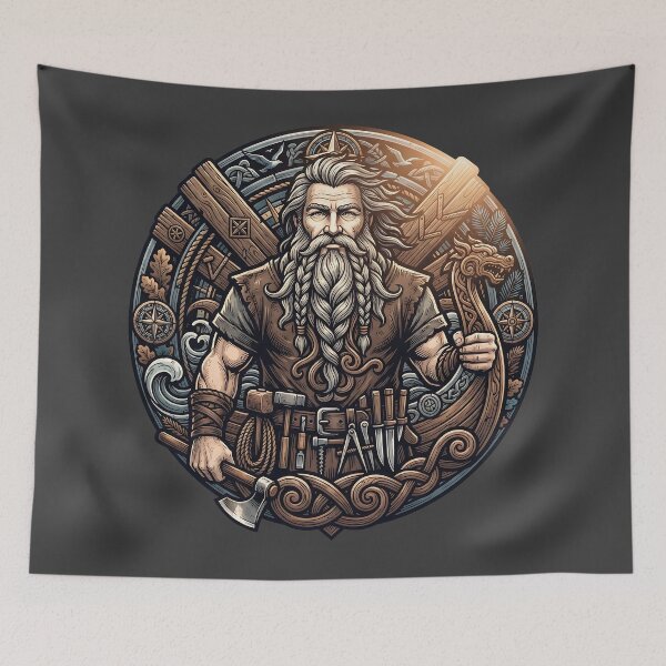 Item preview, Bearded Viking Ship Builder Master Art designed and sold by MythicCotton.