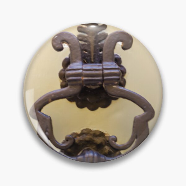 Item preview, Antique Iron Door Knocker On Pale Wooden Door With Ornate Vintage Design And Patina designed and sold by Nmallia.
