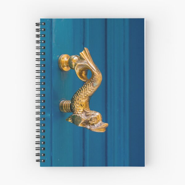 Item preview, Brass Dolphin Door Knocker On Blue Wooden Door Vintage Nautical Entrance Detail designed and sold by Nmallia.