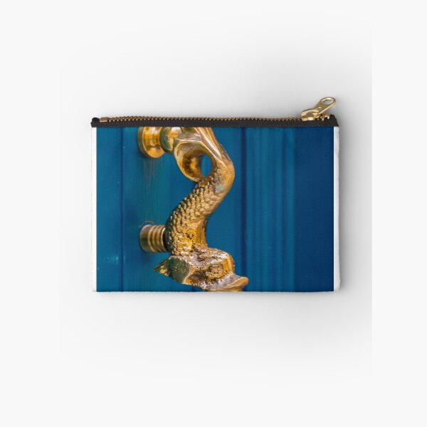 Item preview, Brass Dolphin Door Knocker On Blue Wooden Door Vintage Nautical Entrance Detail designed and sold by Nmallia.