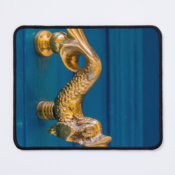 Item preview, Brass Dolphin Door Knocker On Blue Wooden Door Vintage Nautical Entrance Detail designed and sold by Nmallia.