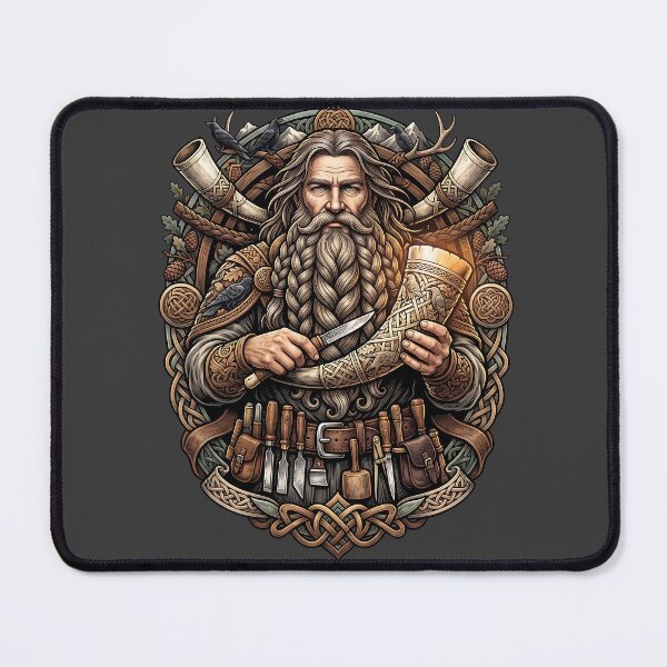 Item preview, Bearded Viking Carver Ceremonial Horn Art designed and sold by MythicCotton.