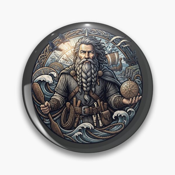 Item preview, Bearded Viking Navigator Sun Compass Art designed and sold by MythicCotton.