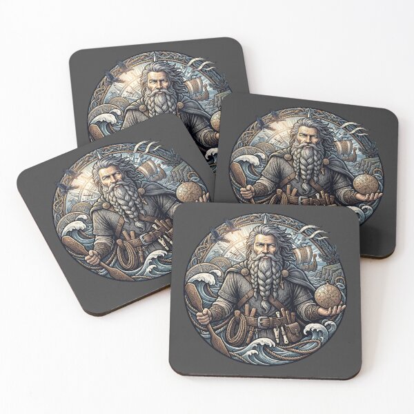 Item preview, Bearded Viking Navigator Sun Compass Art designed and sold by MythicCotton.