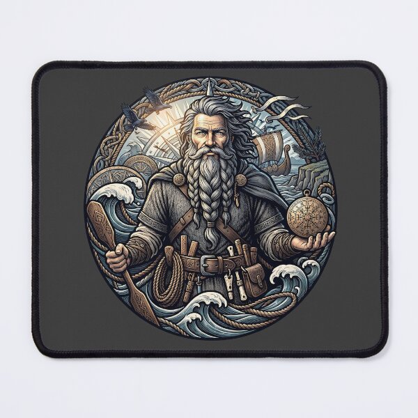 Item preview, Bearded Viking Navigator Sun Compass Art designed and sold by MythicCotton.